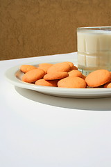 Image showing Vanilla Cookies and a Glass of Milk