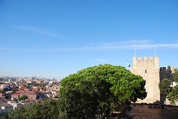 Image showing Sao Jorge Castle in Lisbon, Portugal (view to downtown)