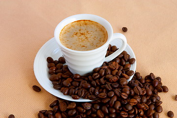 Image showing  cup with coffee and grain