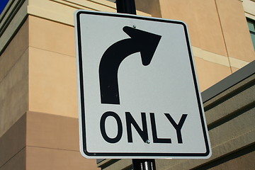 Image showing Right Turn Only Sign 