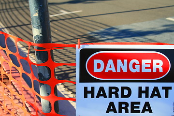 Image showing Danger Hard Hat Area Sign