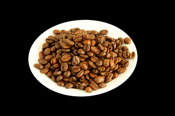 Image showing Coffee beans in white plate 