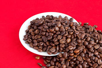 Image showing  Coffee beans in white plate