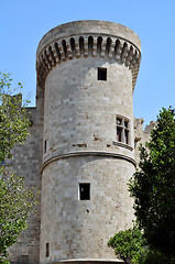 Image showing Tower, medieval fortress of Rhodes, Greece