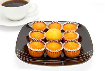 Image showing cakes on a plate , isolated over white