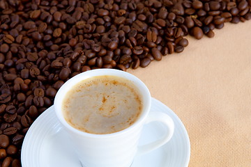 Image showing  cup with coffee and grain