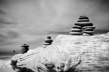 Image showing Beach Zen Stone Pile