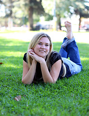 Image showing Barefoot on the Grass