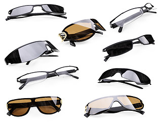 Image showing Collage of isolated sunglasses