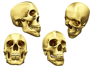 Image showing Collage of isolated gold skulls