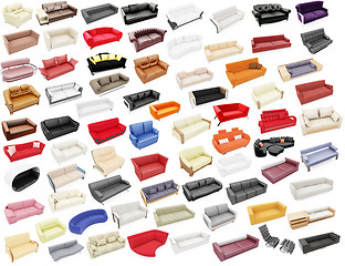 Image showing Collection of isolated sofas