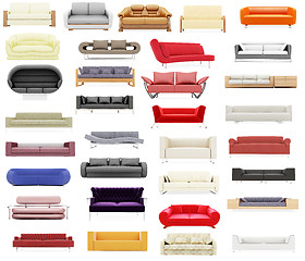 Image showing Collection of isolated sofas