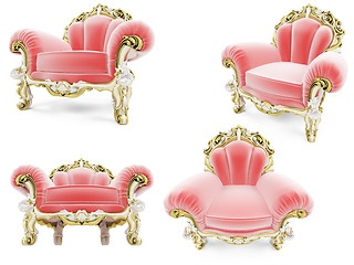 Image showing Collage of isolated armchairs