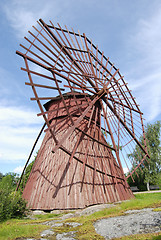 Image showing Red Wooden Windmill