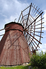 Image showing Composition of Ancient Wooden Windmills