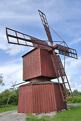 Image showing Red Wooden Windmill