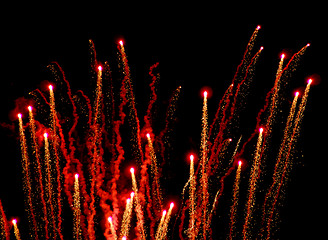 Image showing Fireworks Red and Gold