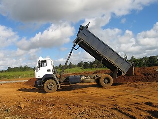 Image showing Lorry discharging soil