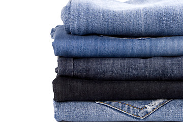 Image showing stack of blue jeans