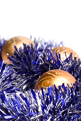 Image showing christmas balls and tinsel