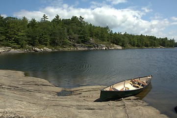 Image showing Canoe at Rest on Georgian Bay