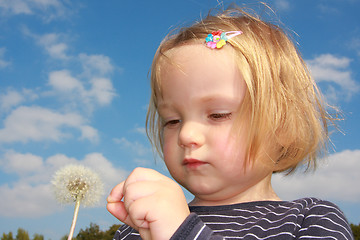 Image showing girl and dandelion