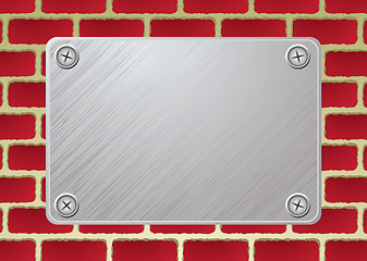 Image showing brickwall metal plate