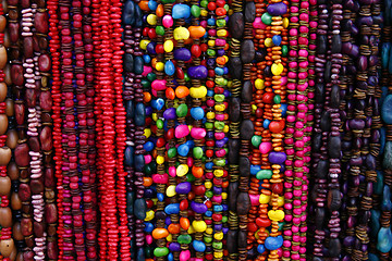 Image showing Vibrant ethnic necklaces from seeds