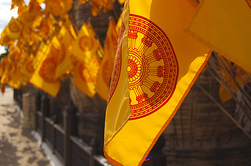 Image showing Yellow flags near Asian Wat