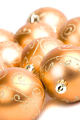 Image showing golden glass christmas balls