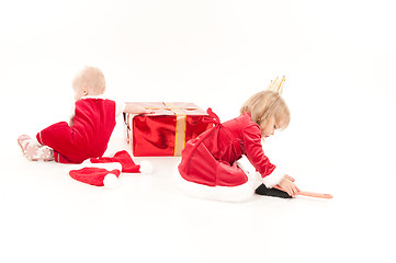 Image showing Two cristmas baby girls