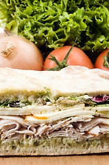 Image showing gourmet turkey sandwich with muenster cheese