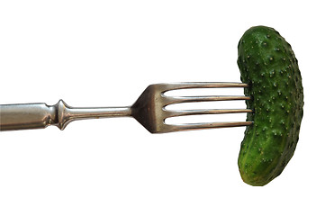 Image showing Fork and cucumber