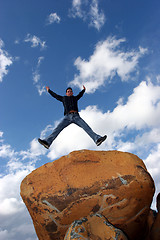 Image showing Man jumping of joy