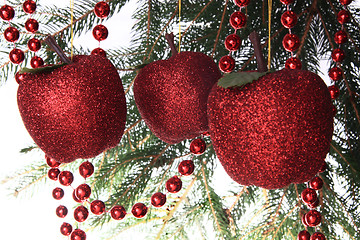 Image showing vintage apple-shaped christmas balls