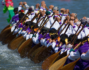 Image showing Longboat racing in Thailand
