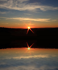 Image showing Sunset over the Ocean