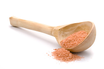 Image showing wooden spoon with sea salt