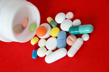 Image showing Pills on Red