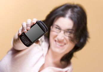 Image showing young woman communication technology