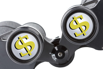 Image showing isolated binoculars with money