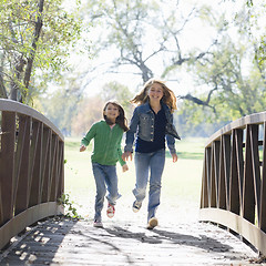 Image showing Girls On Bridge