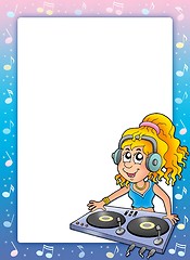 Image showing Music frame with cartoon DJ girl