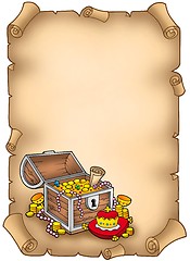 Image showing Parchment with big treasure chest