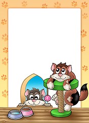 Image showing Frame with two smiling cats