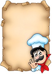 Image showing Old parchment with cute chef