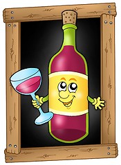 Image showing Cartoon wine on blackboard