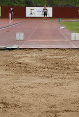 Image showing Long jumper standing before a jump. Tartu, Estonia