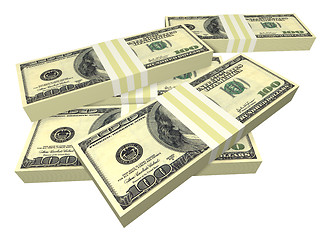 Image showing scattered pack of dollar bills isolated