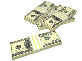 Image showing scattered pack of dollar bills isolated